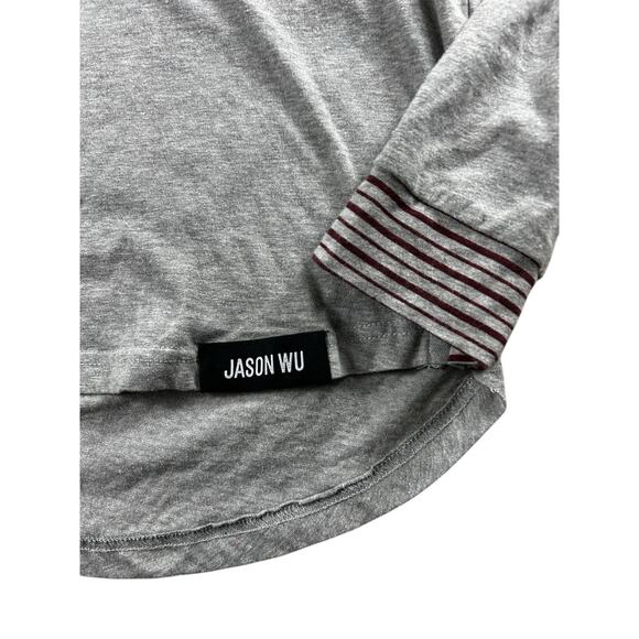 Women's Jason Wu for EVAAIR Gray Top Sz M Long-Sleeve Shirt Casual Cotton Tee - Picture 9 of 9